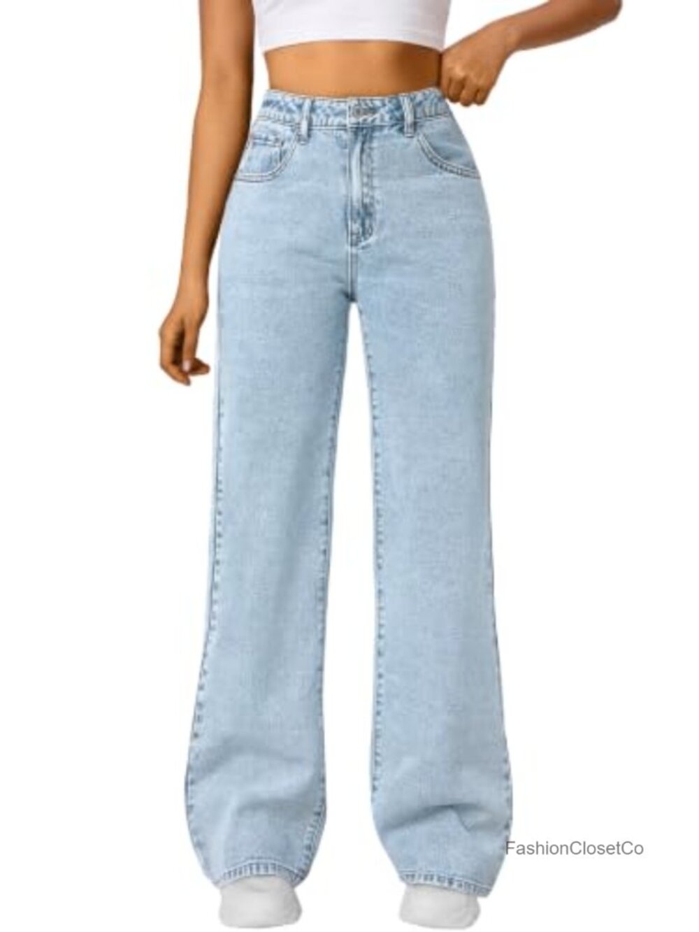 High Waisted Wide Leg Stretch Jeans 70% Cotton 28% Polyester 2% Spandex